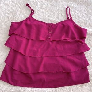 FOREVER21 Pink Ruffle Chiffon Blouse - Spring or Summer Top
